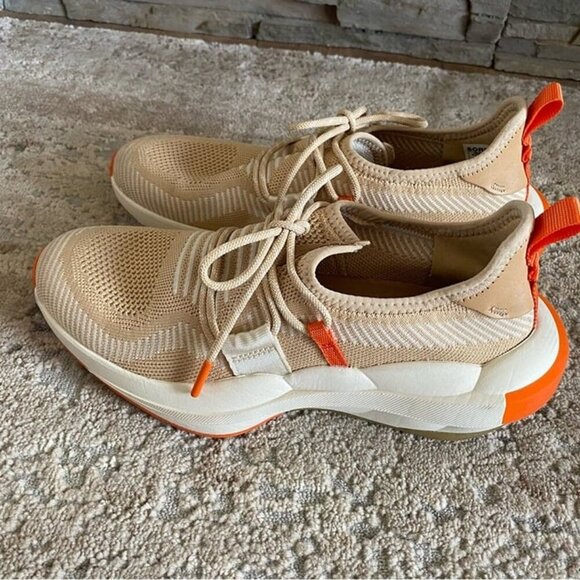 Sorel Explorer Defy Low Top Sneakers Tennis Shoes Ceramic Chalk Orange Cream - Picture 3 of 9